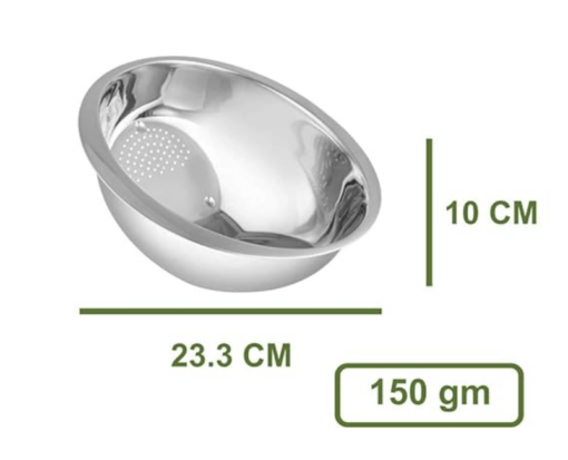 Shri and Sam Stainless Steel Perforated Strainer Bowl, Silver 18 Cm - Image 2